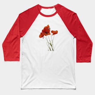 Red Poppies Wildflower Floral Bouquet Baseball T-Shirt